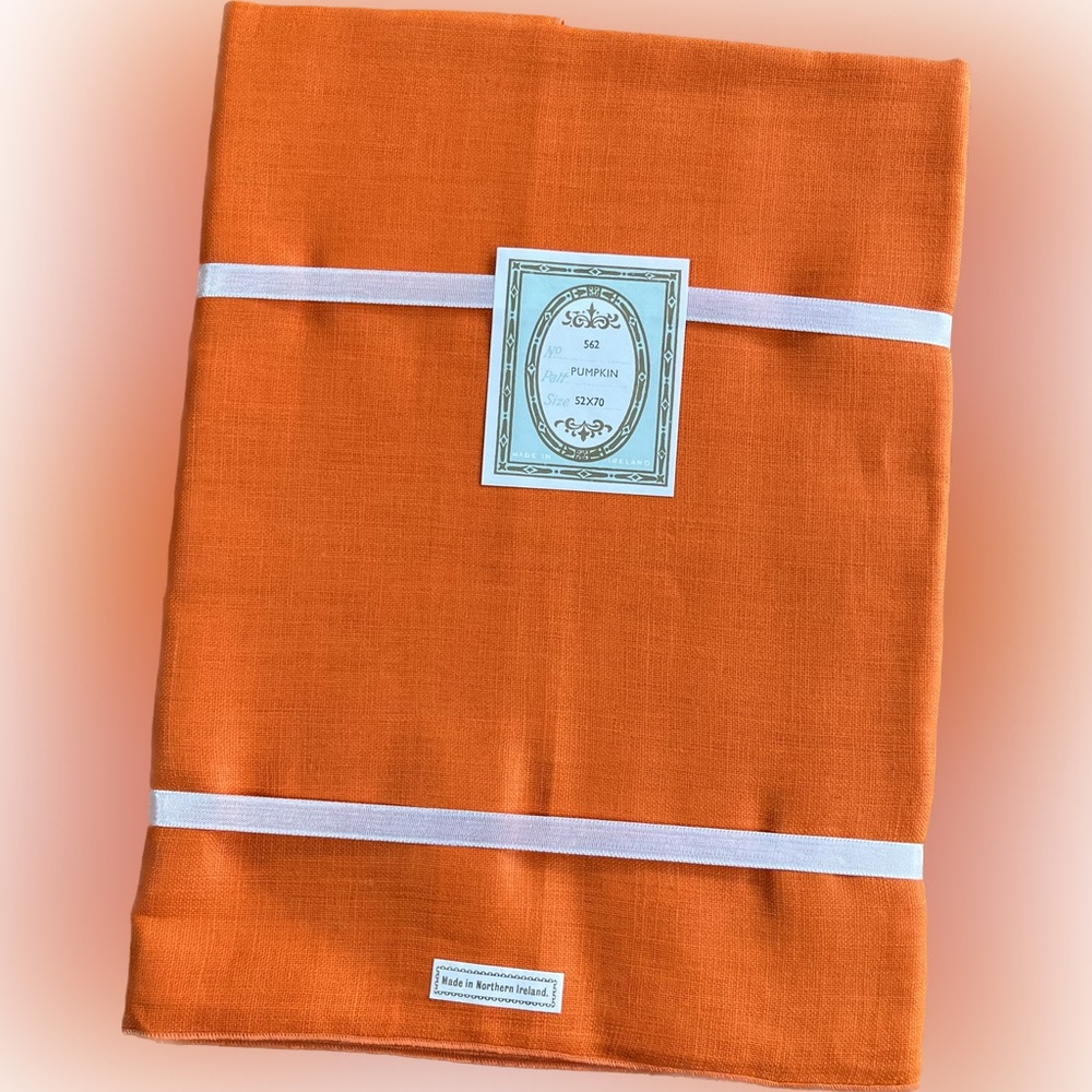 Fine IRISH LINEN Tablecloth - PUMPKIN orange